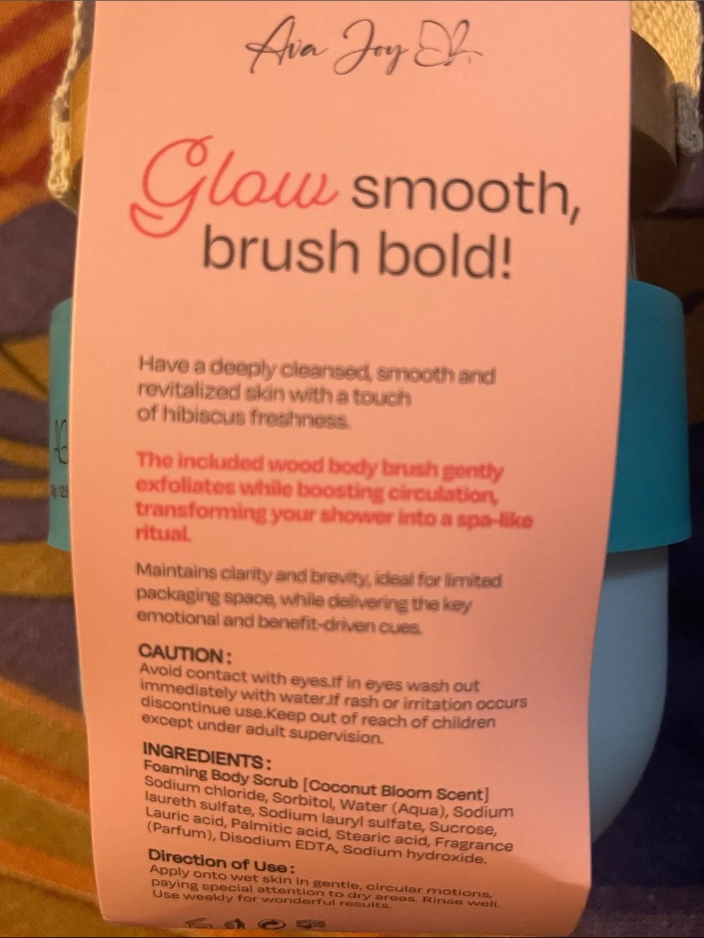 Coconut Bloom Body Scrub & Brush Set - Blue - Picture 3 of 4